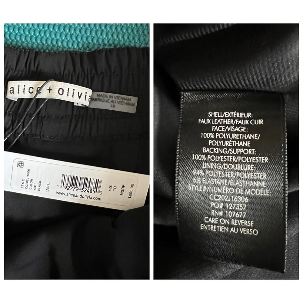 Alice + Olivia Jia Black Vegan Leather Tiered Mini Skirt